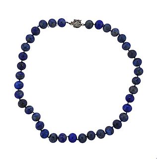 Silver Lapis Bead Necklace