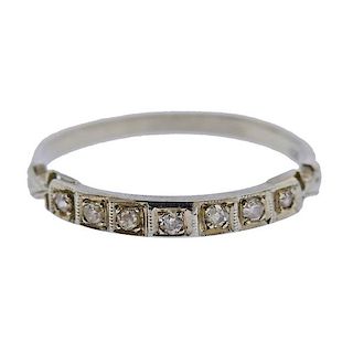 Art Deco 18k Gold Diamond Wedding Band Ring 