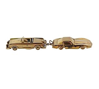 14K Gold Antique Car Charm Lot of 2