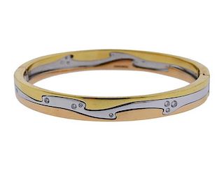 Georg Jensen Fusion 18k Gold Diamond Bangle Bracelet 