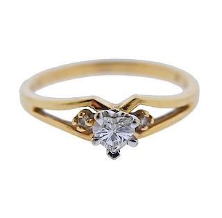 14K Gold Diamond Heart Ring
