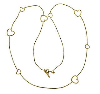 David Yurman 18K Gold Heart Station Toggle Necklace