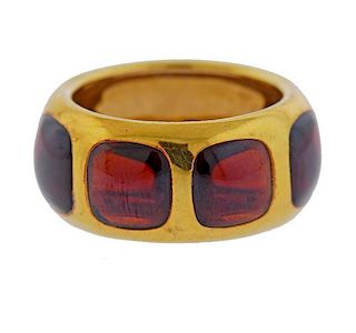 Pomellato 18K Gold Red Stone Band Ring