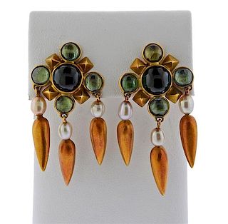 Antonio Bernardo 18K Gold Gemstone Pearl  Earrings