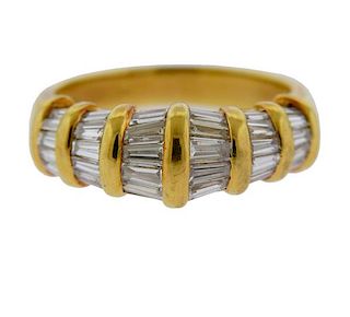 18k Gold Baguette Diamond Ring 