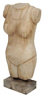 Art Deco Style Carved Marble Female