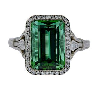 Tiffany &amp; Co Platinum Diamond 7.26Ct Tourmaline Ring