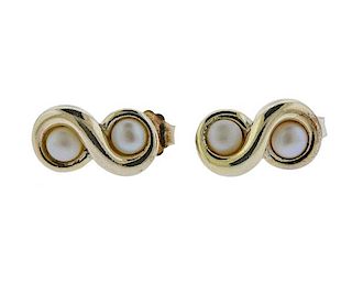 Tiffany &amp; Co  Sterling Silver Pearl Infinity Earrings