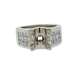 18K Gold Princess Cut Diamond Engagement Ring Setting