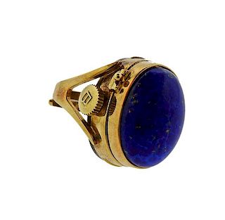 Bucherer Gold Blue Stone Watch Ring