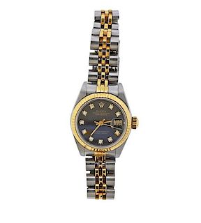 Rolex Datejust 18K Gold Steel Diamond Lady&#39;s Watch 69173