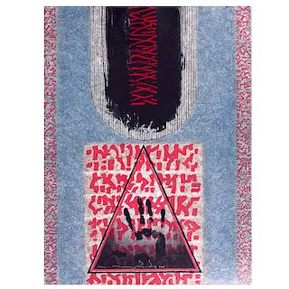 Ismael Guardado. Sin título, de la carpeta Color forma y sonido en el arte por México Litografía, 78/150. Firmada y fechada 2001.