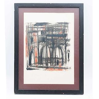 Abstracto cromática en color negro. Siglo XX. Crayón y acrílico sobre papel. Firmado Jagorodovski a punta lápiz. Enmarcado.