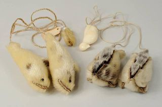 Two Inuit Seal Skin Toys