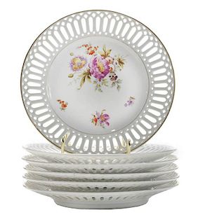 Six Russian Porcelain Reticulated