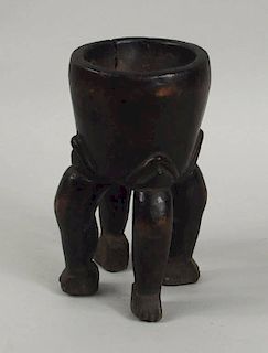 African Carved Wood Four Legged Chalice