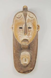 Cameroon Wood Carved Mask of King & Son