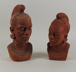 Pair Terracotta Busts "African Couple"