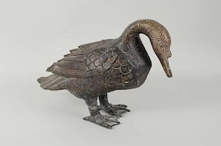 Asian Patinated Bronze Duck