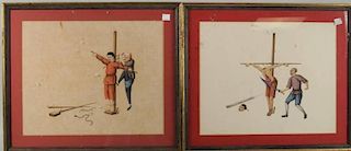 Two Chinese Paintings Depicting Acts Of Torture