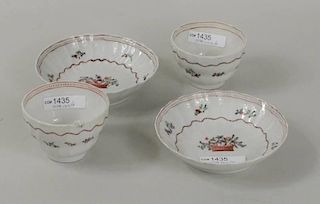 Pair Chinese Export Porcelain Tea Bowls & Saucers