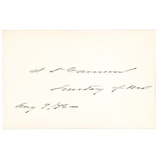 JAMES D. CAMERON, Secretary of War (1876-1877) Card Signed, Choice Mint