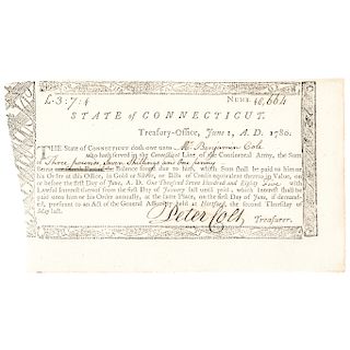 1780 PETER COLT Signed Connecticut Revolutionary War Service Pay Order 