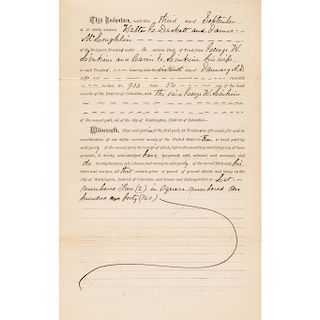 1884 FREDERICK DOUGLASS Signed Deed as Recorded of Deeds for Washington, D.C.