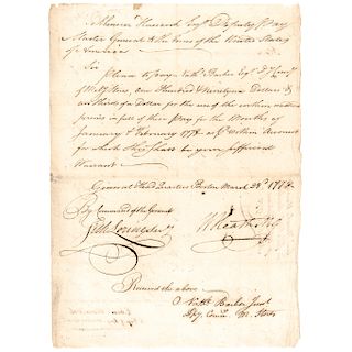 Continental Army Major General WILLIAM HEATH Signed Revolutionary War Document