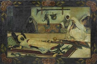 19th C. Orientalist Oil on Canvas. Morning the