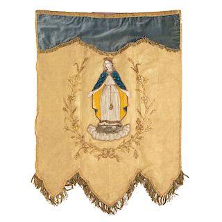 BANNER OF THE VIRGIN MARY. MEXICO, LATE 19TH CENTURY. 