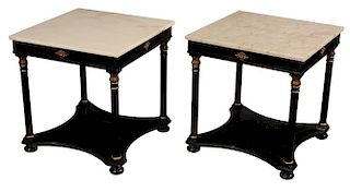 Pair of Black and Gold Marble Top Side