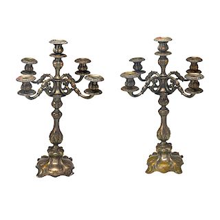 A PAIR OF SILVER PALTED CANDELABRA. EARLY 20TH CENTURY. 