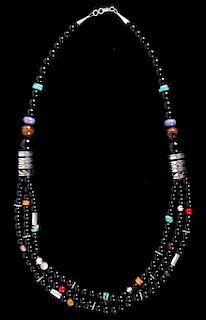 Navajo T&R Singer Onyx Multi Stone Necklace