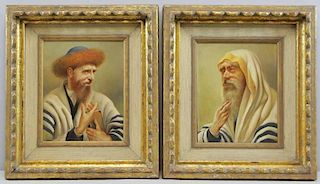 LEITGEB, Franz. Pair of Oil on Masonite Portraits