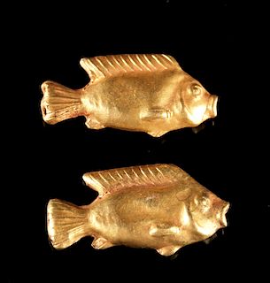 Egyptian Middle Kingdom Gold Fish Beads (pr)