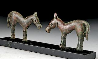 Pair of Miniature Roman Bronze Horse Appliques