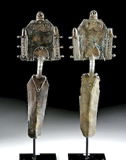Lg. Pair Gepidic Silver Fibulae, 235g, ex-Christie's
