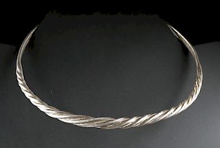 Viking Twisted Silver Torc Necklace, 52.8 g