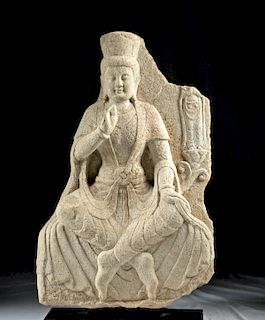 Large Chinese Ming Stone Stele of Bodhisattva Guanyin