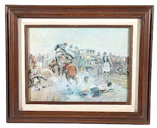 Bronc For Breakfast print by Charlie M. Russell