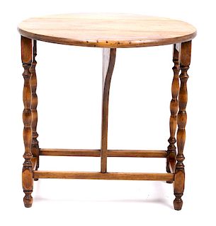 Antique Solid Oak Drop-Leaf End Table