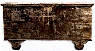 Large Gujarat Indian Rosewood Colonial Dowry Chest