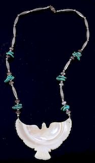Navajo Mother of Pearl & Carico Turquoise Necklace