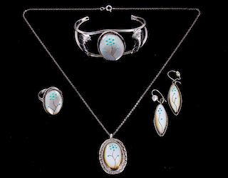 Zuni Mother of Pearl & Turquoise Inlaid Jewelry