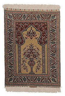 Signed Persian Silk Prayer Mat