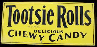 Tootsie Rolls Metal Advertising Sign c. 1920-1930
