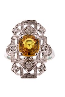 Vintage Estate Montana Sapphire & Diamond 14K Ring