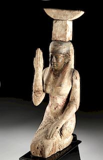 Egyptian Gilded Polychrome Statue - Mourning Nephthys