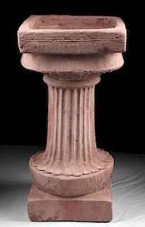 Huge Greek Terracotta Louterion Base and Pillar w/ TL